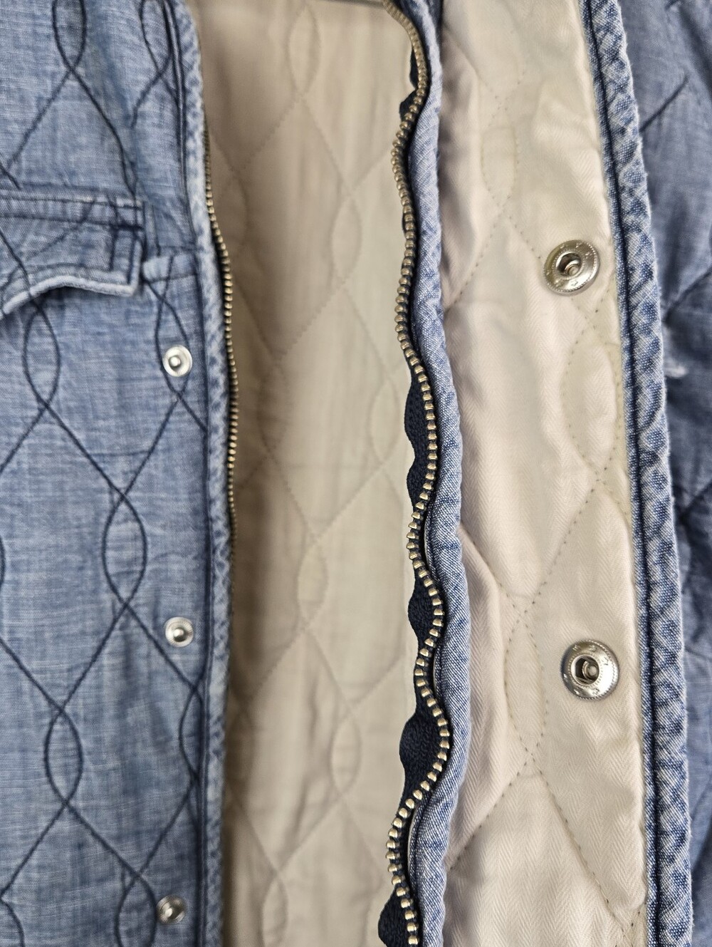 AMO Quilted Denim Jacket Womens Sz Medium In Blue - Picture 4 of 12